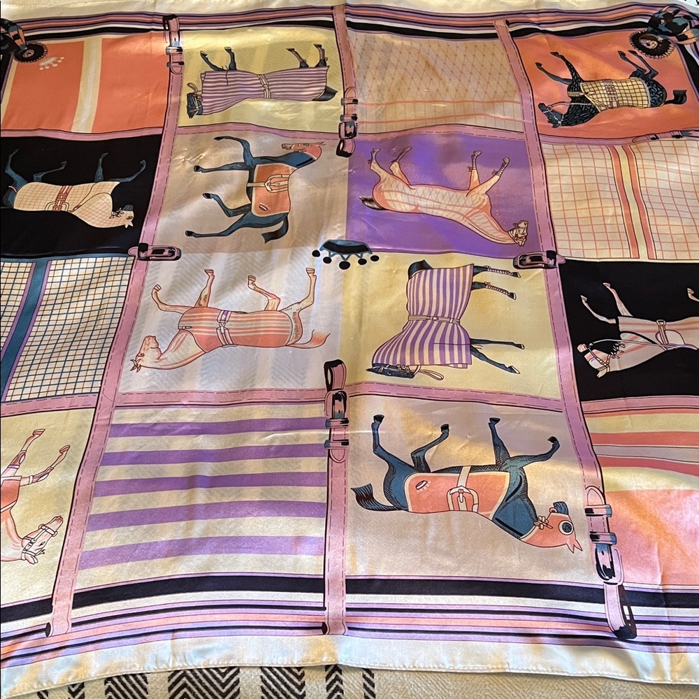 Horse Print Satin scarf - Pink & Purple